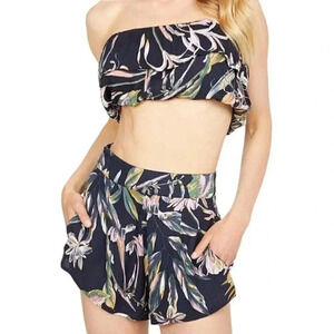 O'Neill Montera Size 28 Tropical 2 Piece Bandeau Shorts Set Casual Beach Coastal